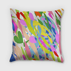 Подушка квадратная Краски лета абстракция, цвет: 3D-принт