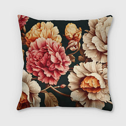 Подушка квадратная Цветы в стиле рококо, цвет: 3D-принт