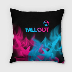 Подушка квадратная Fallout - neon gradient: символ сверху, цвет: 3D-принт