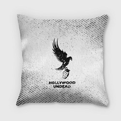 Подушка квадратная Hollywood Undead с потертостями на светлом фоне, цвет: 3D-принт
