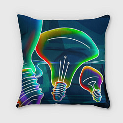 Подушка квадратная Неоновые лампы - коллаж, цвет: 3D-принт