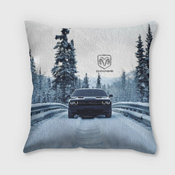 Подушка квадратная Dodge in winter forest