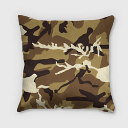 Подушка квадратная Камуфляж Woodland осень крупный, цвет: 3D-принт