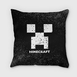 Подушка квадратная Minecraft с потертостями на темном фоне, цвет: 3D-принт