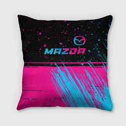 Подушка квадратная Mazda - neon gradient: символ сверху, цвет: 3D-принт