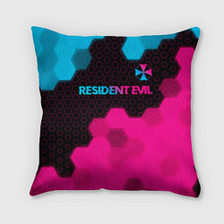 Подушка квадратная Resident Evil - neon gradient: символ сверху, цвет: 3D-принт
