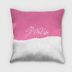 Подушка квадратная Stray Kids pink and white, цвет: 3D-принт