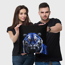 Подушка квадратная Синий неоновый тигр, цвет: 3D-принт — фото 2