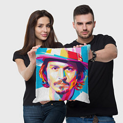 Подушка квадратная Джонни Депп портрет, цвет: 3D-принт — фото 2