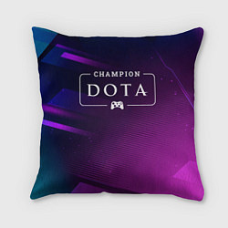 Подушка квадратная Dota gaming champion: рамка с лого и джойстиком на, цвет: 3D-принт