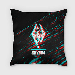 Подушка квадратная Skyrim в стиле glitch и баги графики на темном фон, цвет: 3D-принт