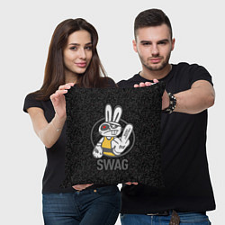 Подушка квадратная SWAG, bad rabbit, merry Christmas, цвет: 3D-принт — фото 2