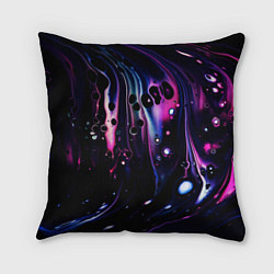 Подушка квадратная Фиолетовая вода и краски, цвет: 3D-принт