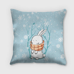 Подушка квадратная Кролик в снеженом лесу, цвет: 3D-принт