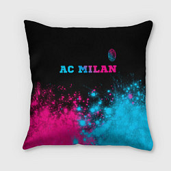 Подушка квадратная AC Milan - neon gradient: символ сверху, цвет: 3D-принт