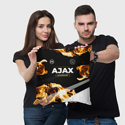 Подушка квадратная Ajax legendary sport fire, цвет: 3D-принт — фото 2