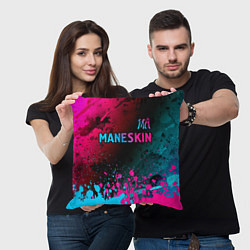 Подушка квадратная Maneskin - neon gradient: символ сверху, цвет: 3D-принт — фото 2