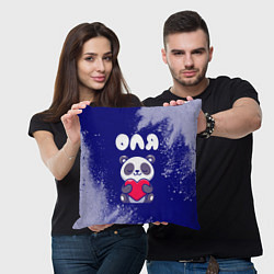 Подушка квадратная Оля панда с сердечком, цвет: 3D-принт — фото 2