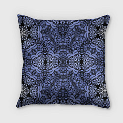 Подушка квадратная Ажурный модный кружевной синий узор, цвет: 3D-принт