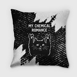 Подушка квадратная Группа My Chemical Romance и рок кот, цвет: 3D-принт