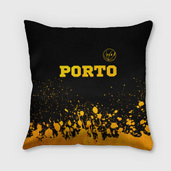 Подушка квадратная Porto - gold gradient: символ сверху, цвет: 3D-принт