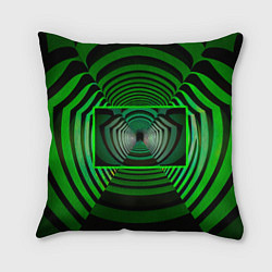 Подушка квадратная Зелёный туннель - оптическая иллюзия, цвет: 3D-принт