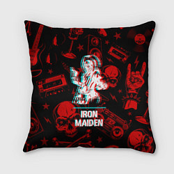 Подушка квадратная Iron Maiden rock glitch, цвет: 3D-принт