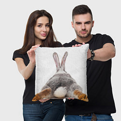 Подушка квадратная Кролик - вид сзади, цвет: 3D-принт — фото 2