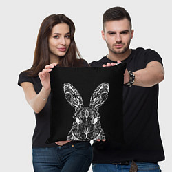 Подушка квадратная Черный кролик арт, цвет: 3D-принт — фото 2