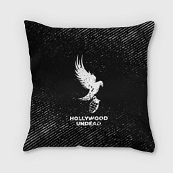 Подушка квадратная Hollywood Undead с потертостями на темном фоне, цвет: 3D-принт