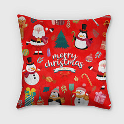 Подушка квадратная Merry christmas art, цвет: 3D-принт