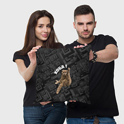 Подушка квадратная Хоба кот на темном фоне, цвет: 3D-принт — фото 2