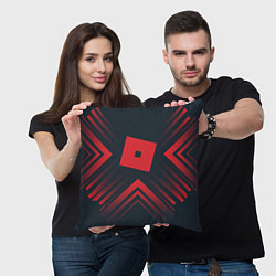 Подушка квадратная Красный символ Roblox на темном фоне со стрелками, цвет: 3D-принт — фото 2