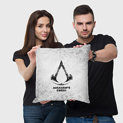 Подушка квадратная Assassins Creed с потертостями на светлом фоне, цвет: 3D-принт — фото 2