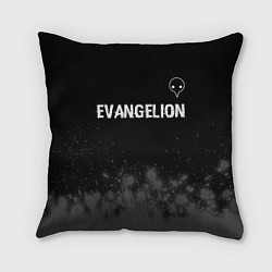Подушка квадратная Evangelion glitch на темном фоне: символ сверху, цвет: 3D-принт