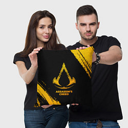 Подушка квадратная Assassins Creed - gold gradient, цвет: 3D-принт — фото 2