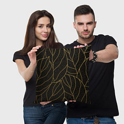 Подушка квадратная Золотые листья градиент, цвет: 3D-принт — фото 2