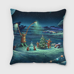 Подушка квадратная Межпланетный Новый год, цвет: 3D-принт