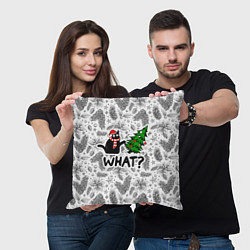 Подушка квадратная What-котик: новогодний, цвет: 3D-принт — фото 2