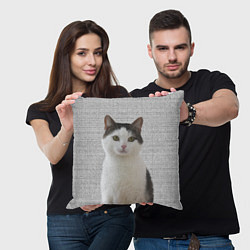 Подушка квадратная Задумчивый котик, цвет: 3D-принт — фото 2