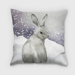 Подушка квадратная Милый кролик на снегу, цвет: 3D-принт
