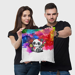 Подушка квадратная Милый пандёныш - великий художник, цвет: 3D-принт — фото 2