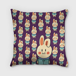 Подушка квадратная Зайцы в куртках, цвет: 3D-принт