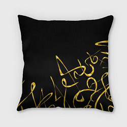 Подушка квадратная Золотая каллиграфия на черном фоне, цвет: 3D-принт