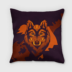 Подушка квадратная Голова рыжего волка, цвет: 3D-принт