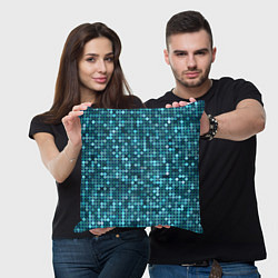 Подушка квадратная Блеск пайеток изумрудных бирюзовых, цвет: 3D-принт — фото 2