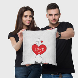Подушка квадратная Любовь - сердце - лапка кота, цвет: 3D-принт — фото 2
