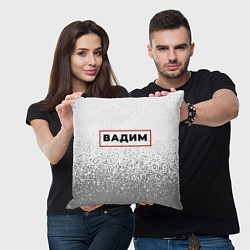 Подушка квадратная Вадим - в красной рамке на светлом, цвет: 3D-принт — фото 2