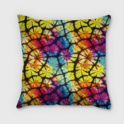Подушка квадратная Радужный тай-дай, цвет: 3D-принт