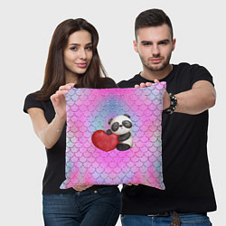 Подушка квадратная Милая панда с сердечком, цвет: 3D-принт — фото 2